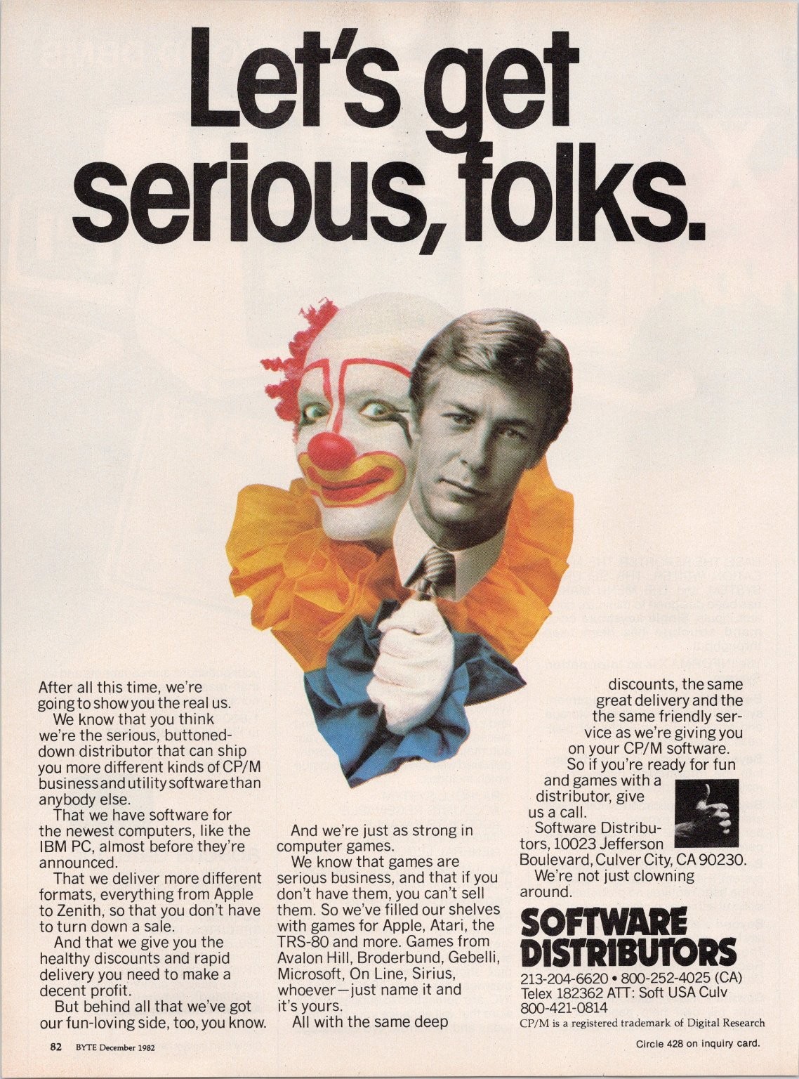 Software Distributors 1982 Vintage Print Ad CP/M IBM PC Atari Apple
