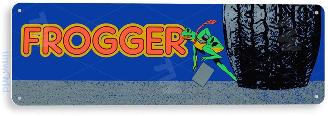 TIN SIGN Frogger Arcade, 80's, Retro, Console, Marquee, Game Room Decor, B062