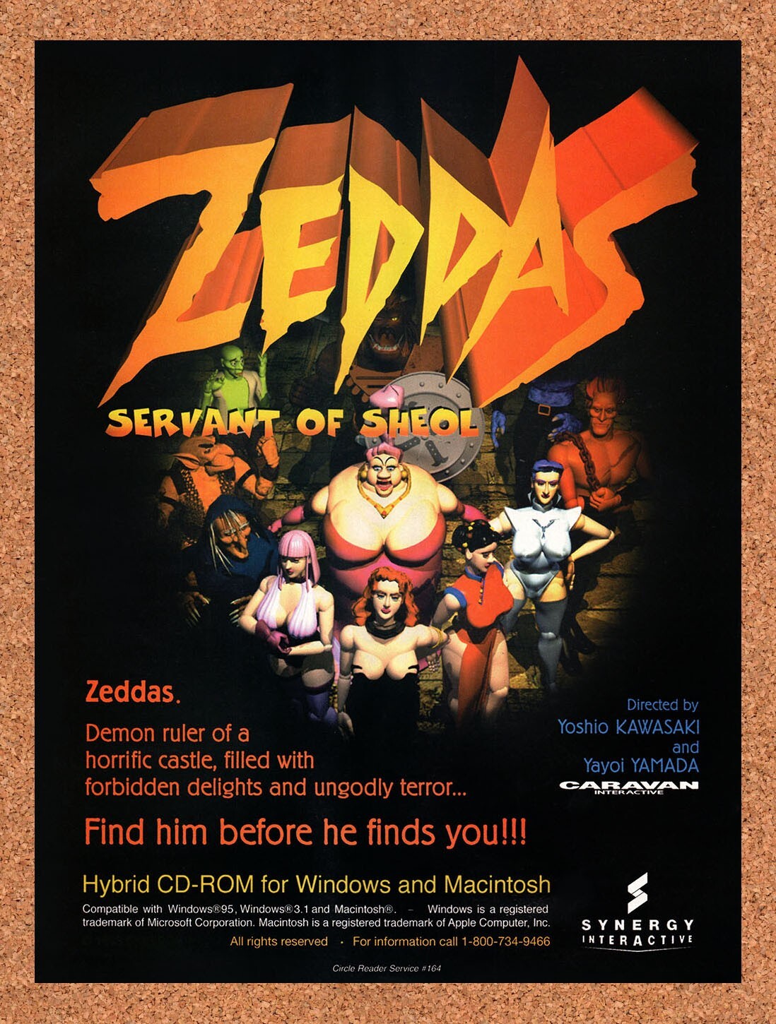 1994 Zeddas Servant Of Sheol PC Original Advertisement / Retro Wall Art v1
