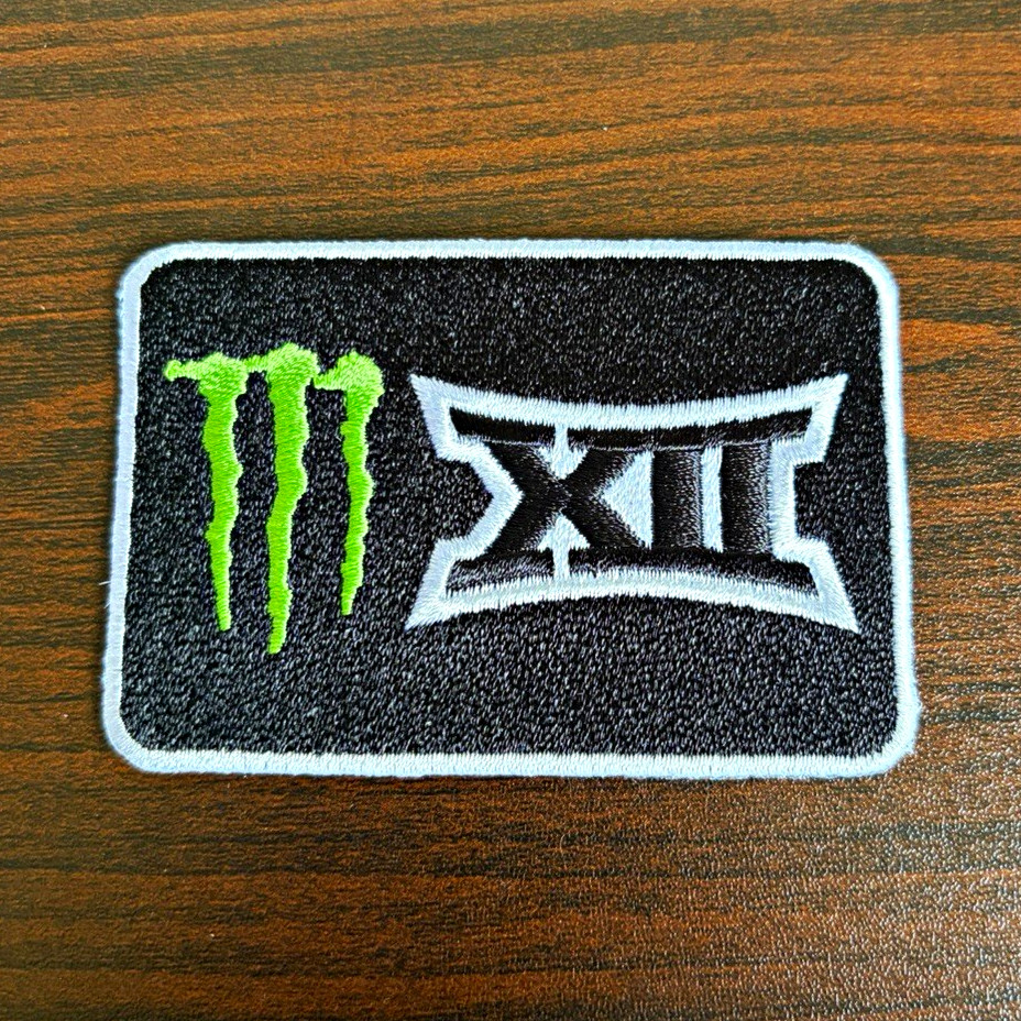 Monster Energy White and Black Embroidered Logo Patch Big 12