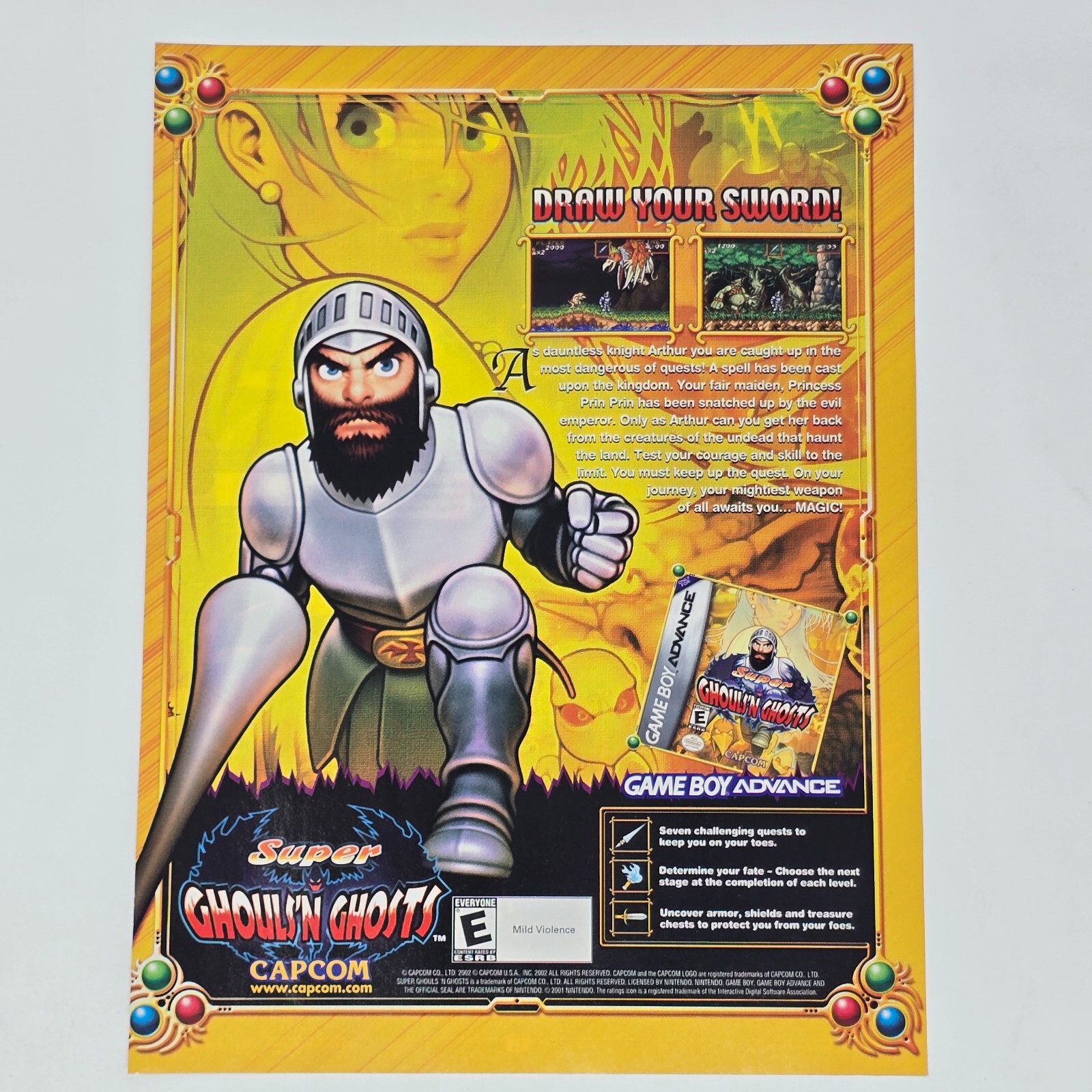 Super Ghouls'N Ghosts Nintendo GameBoy Advance Sword Print Ad/Poster Promo Art