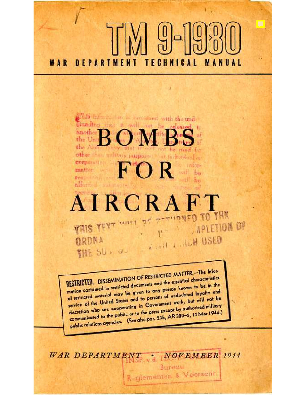 271 Page 1944 AAF B-17 B-24 TM 9-1980 BOMBS FOR AIRCRAFT Technical Manual on CD