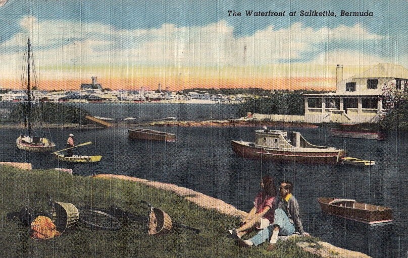 Postcard The Waterfront Saltkettle Bermuda 1952