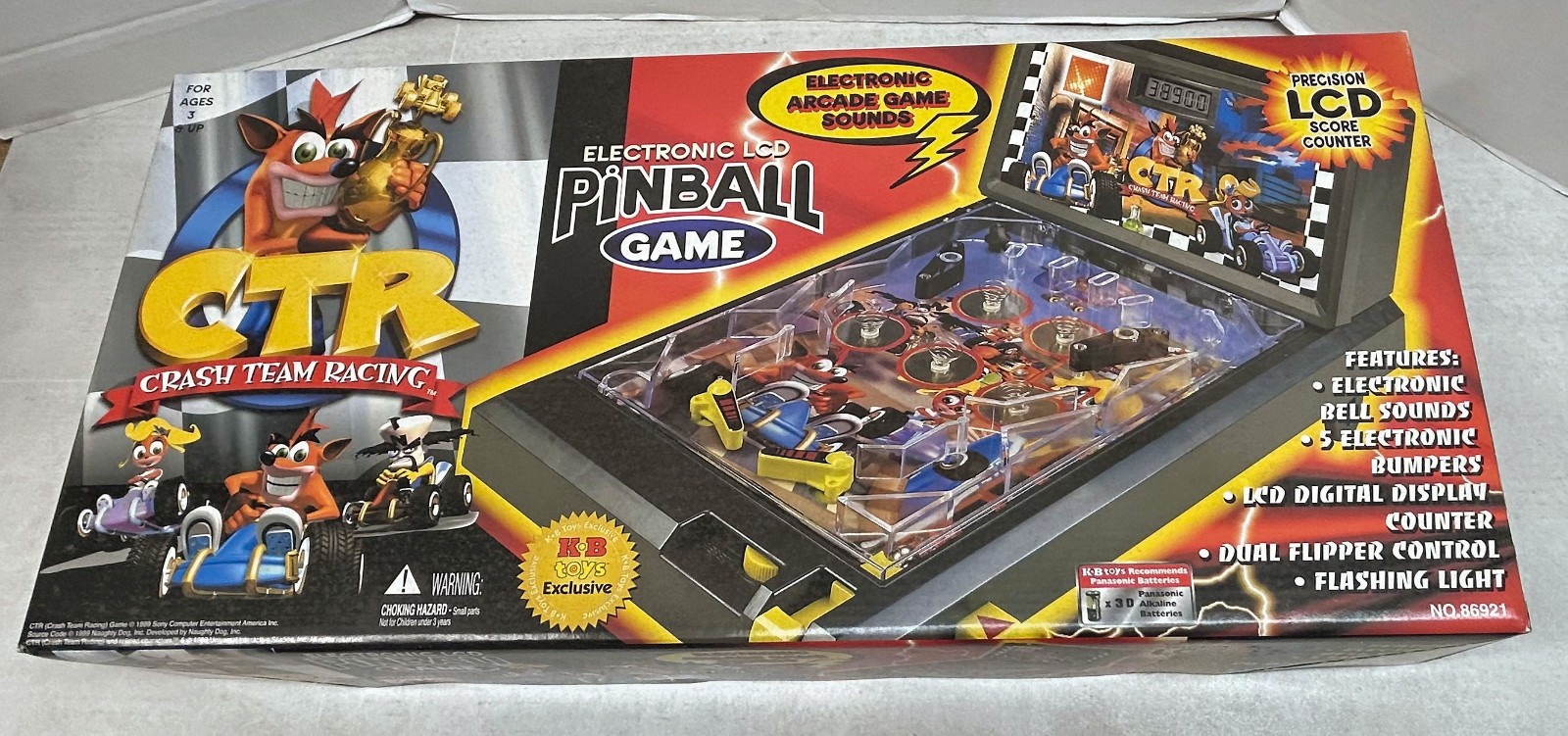 Crash Bandicoot CTR Team Racing Electronic Pinball Machine Tabletop Game 1999