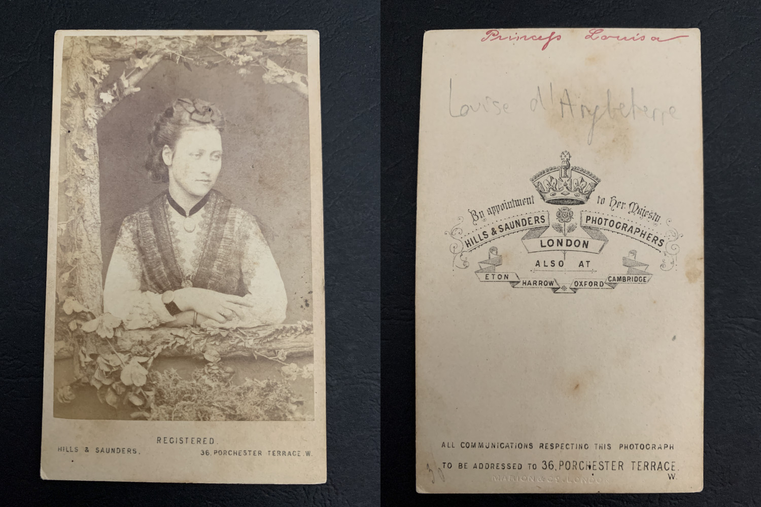 Hills, London, Louise d'England Vintage Business Card, CDV. La princ