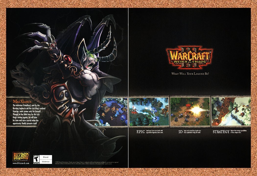 2002 WarCraft III Reign Of Chaos Mal’Ganis Original Advertisement / Promo vc2