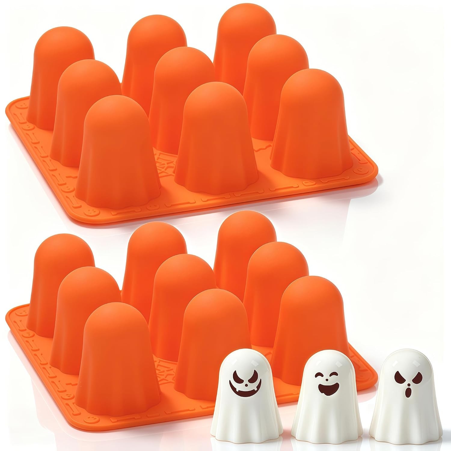 2 Packs Halloween Silicone Molds, 9-Cavity 3D Ghost Silicone Mold