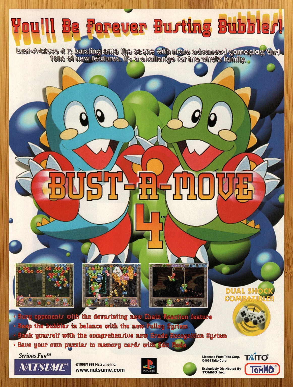 1998 Bust a Move 4 Playstation 1 PS1 Print Ad/Poster Video Game Promo Art 90s