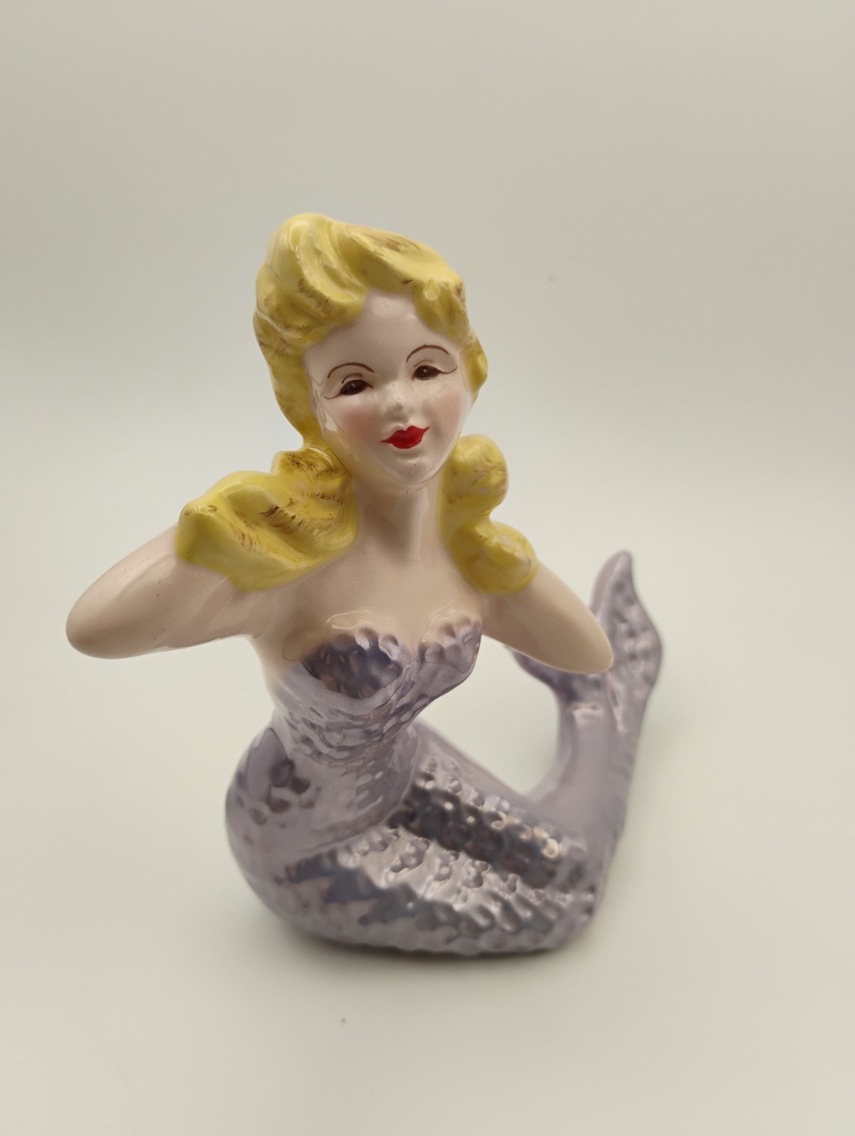 Florence Ceramics Mermaid Merrymaid Blonde With Purple Dress 