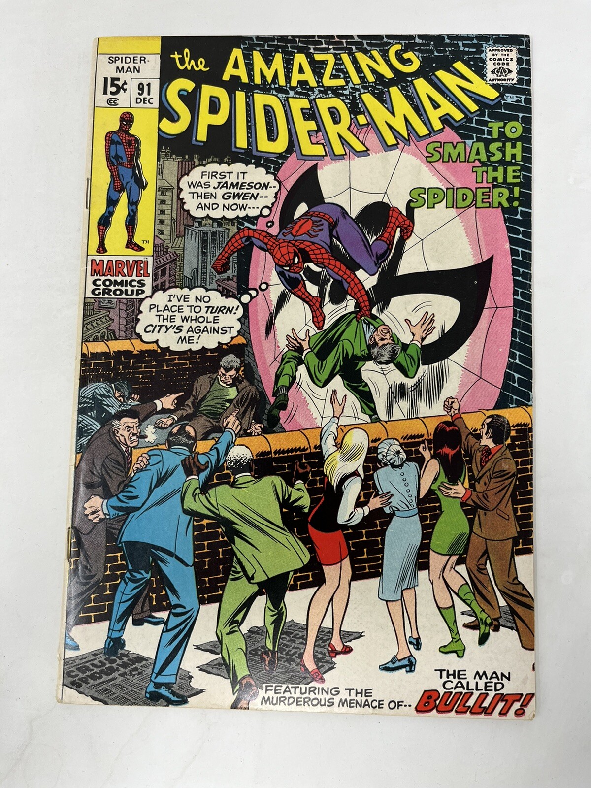 Amazing Spider-Man # 91 (1970) Marvel-Captain Stacy Funeral & 1st Sam Bullit App