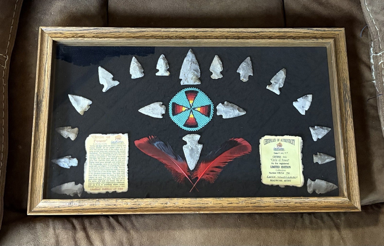 Framed “Circle Of Power” Limited Edition #455 Native Arrow Heads