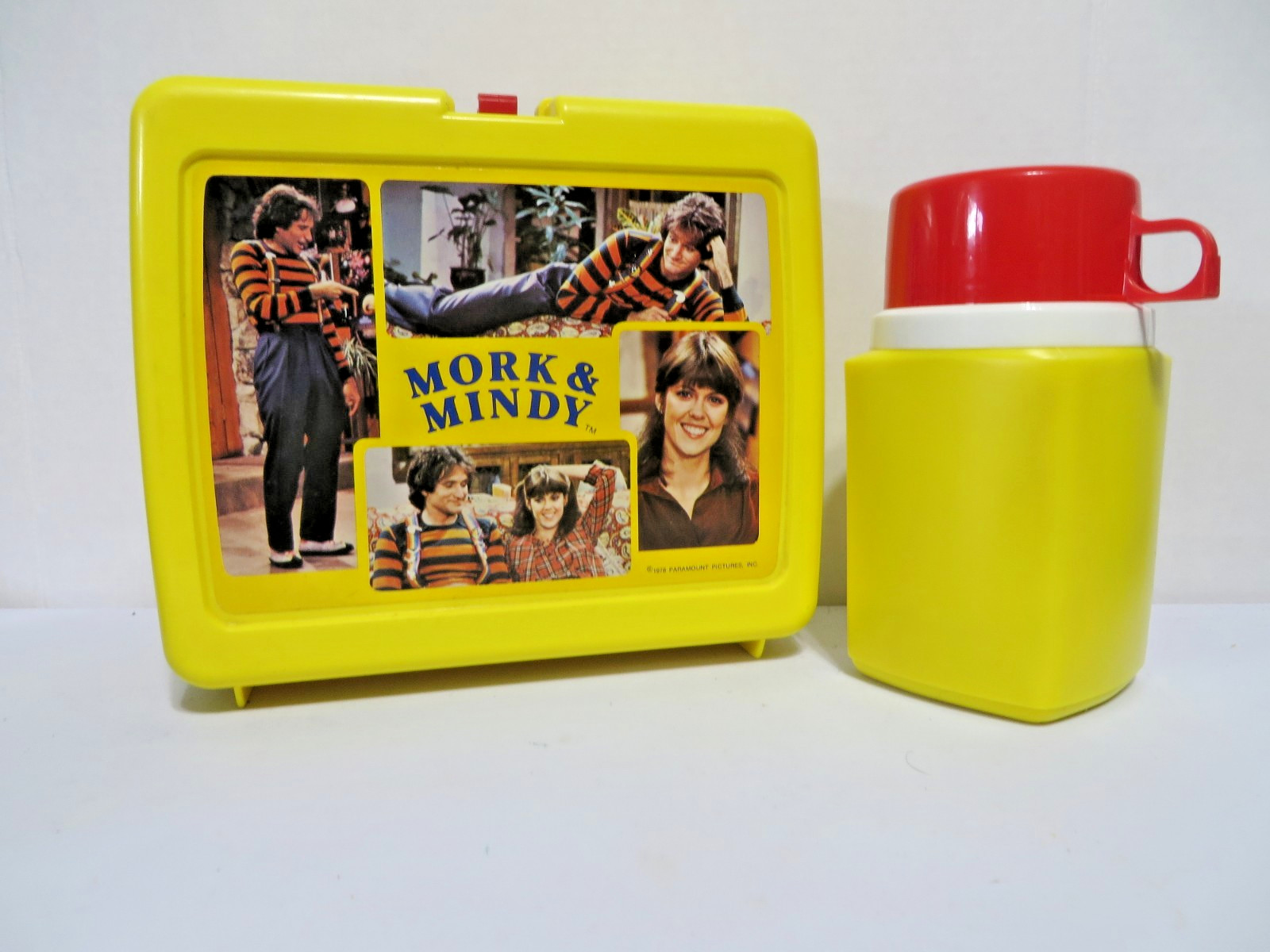 Vintage 1978 Mork and Mindy Plastic Lunchbox with Matching Thermos – Pristine