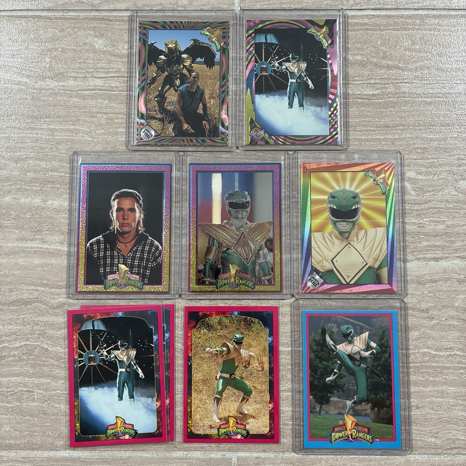 1994 Mighty Morphin Power Rangers Green Ranger Lot Power Foil Holos Tommy