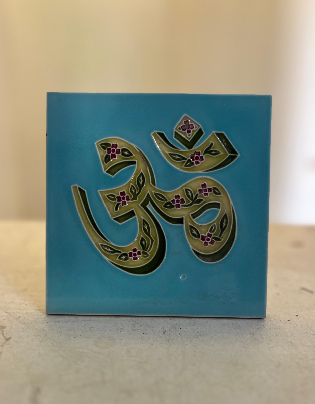 RARE VINTAGE CERAMIC OM TILE MADE IN JAPAN COLLECTABLE