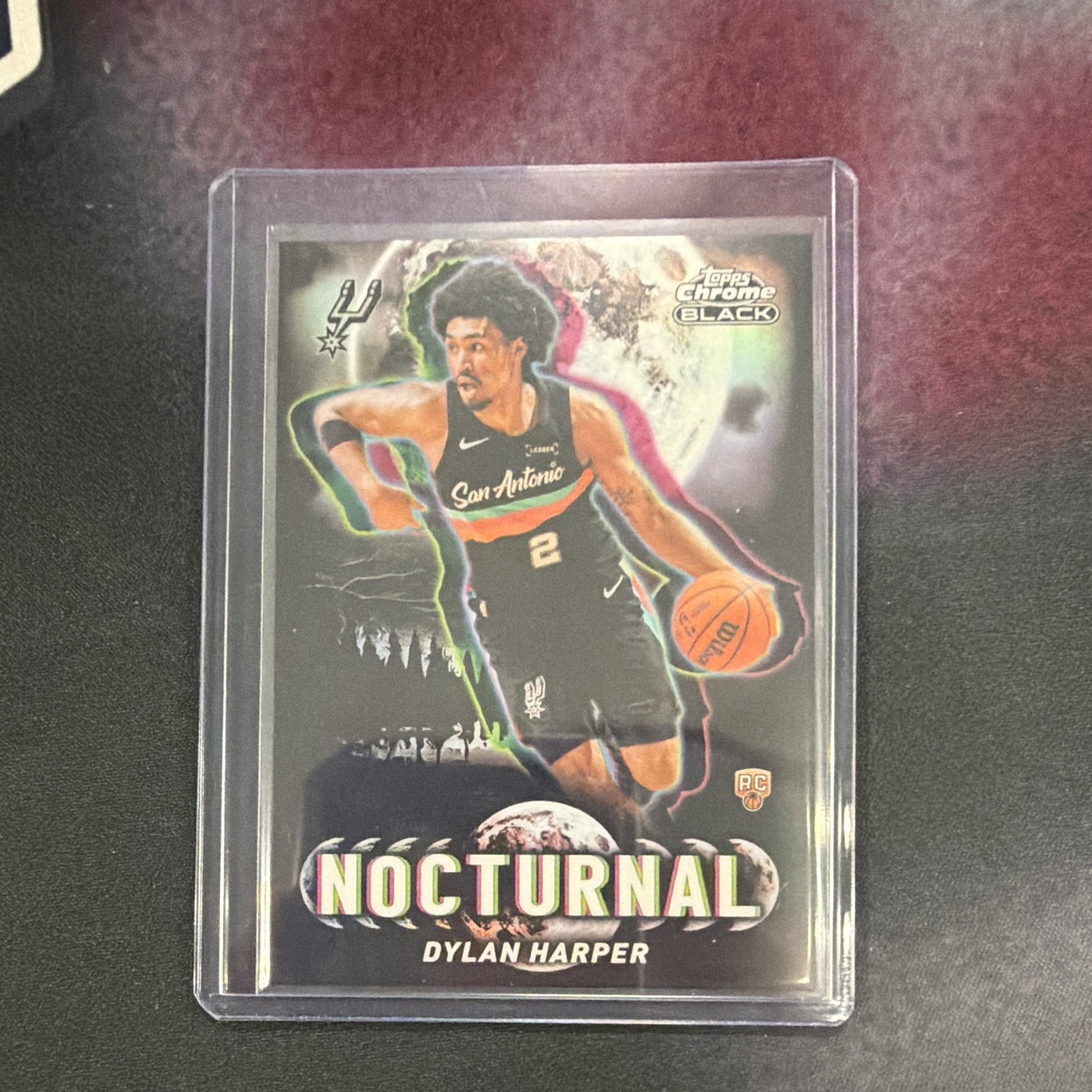 Topps 2026 Chrome Black Nocturnal NO-17 Dylan Harper RC San Antonio Spurs