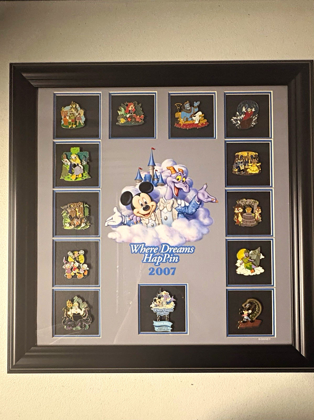 Disney Where Dreams HapPin 2007 Dream Roles Framed Pin Set LE 50 Mickey Figment