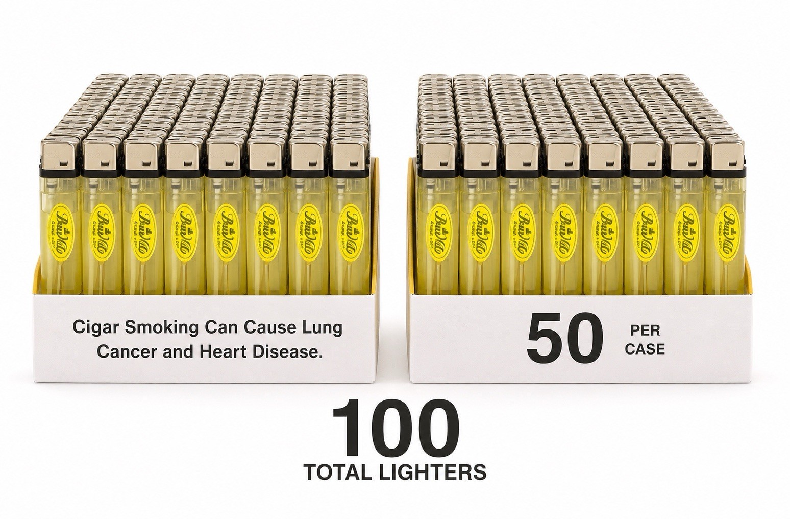 100 Bulk Disposable Lighters Butane Refillable – 2 Packs of 50 Wholesale Lot