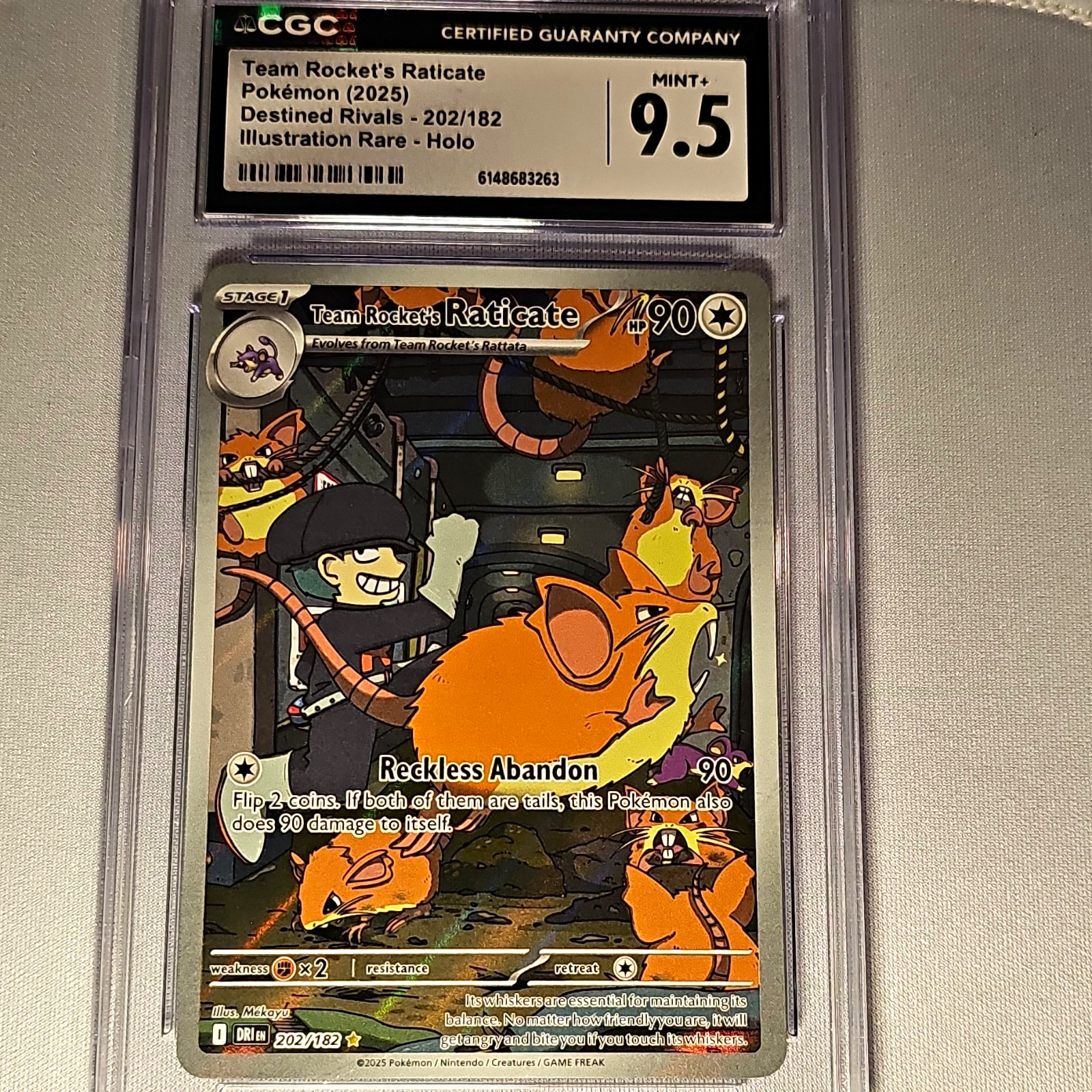 Pokémon 2025 Destined Rivals Team Rocket\'s Raticate 202/182 IR Holo CGC 9.5