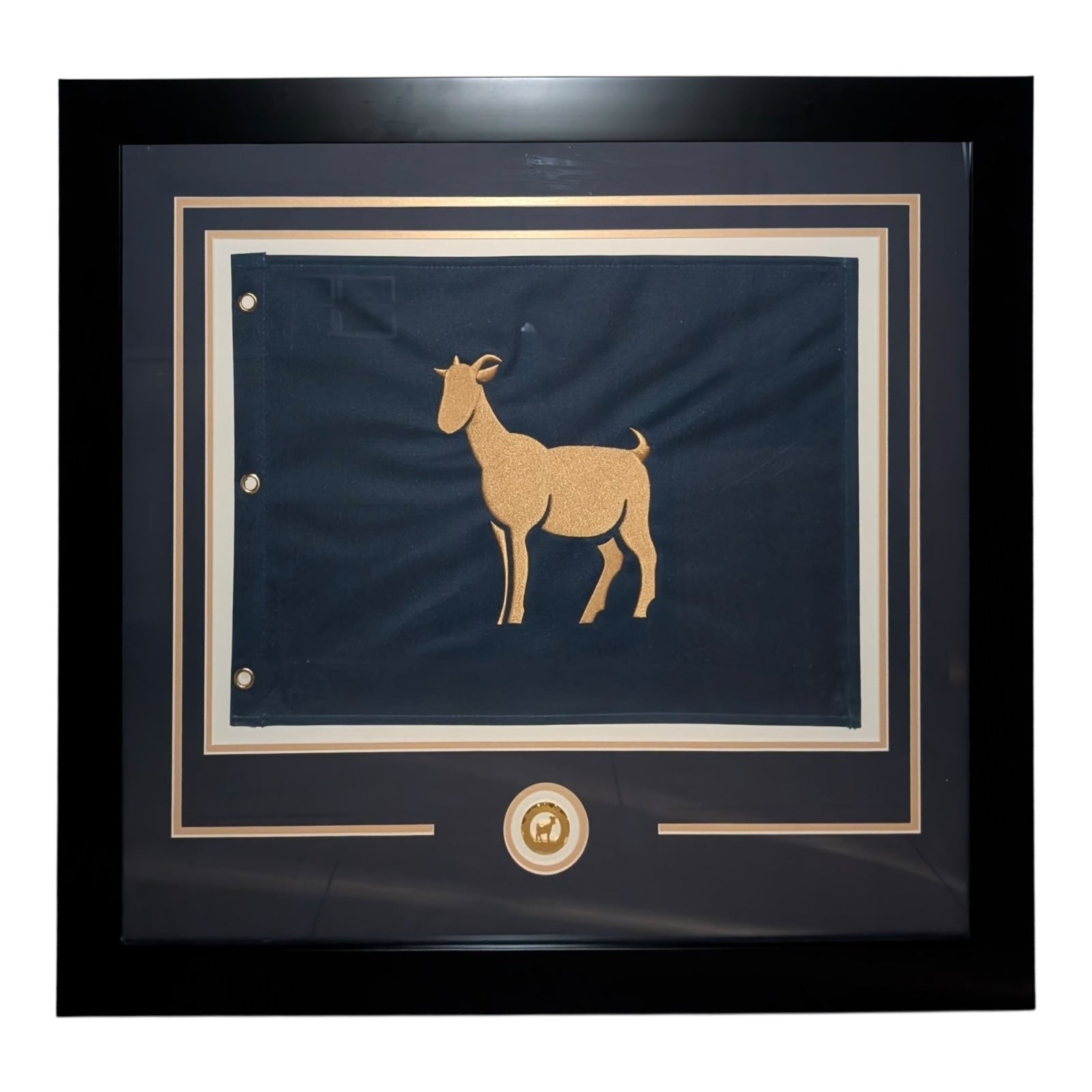 TPC The Players Championship GOAT Flag (Navy Blue) Deluxe Framed with Goat Medal