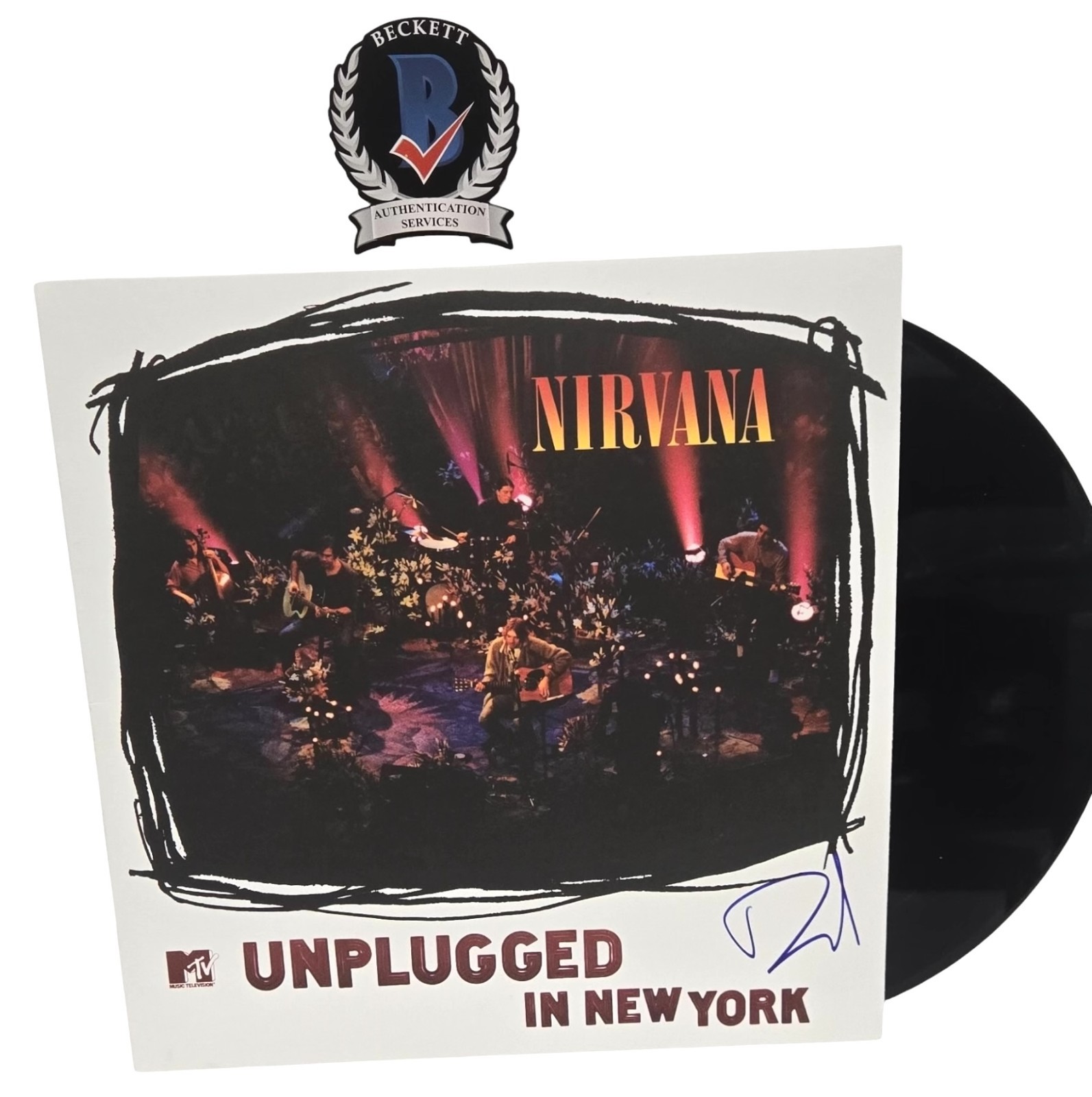 Dave Grohl Signed Autograph Nirvana MTV Unplugged Vinyl Album LP Beckett BAS COA