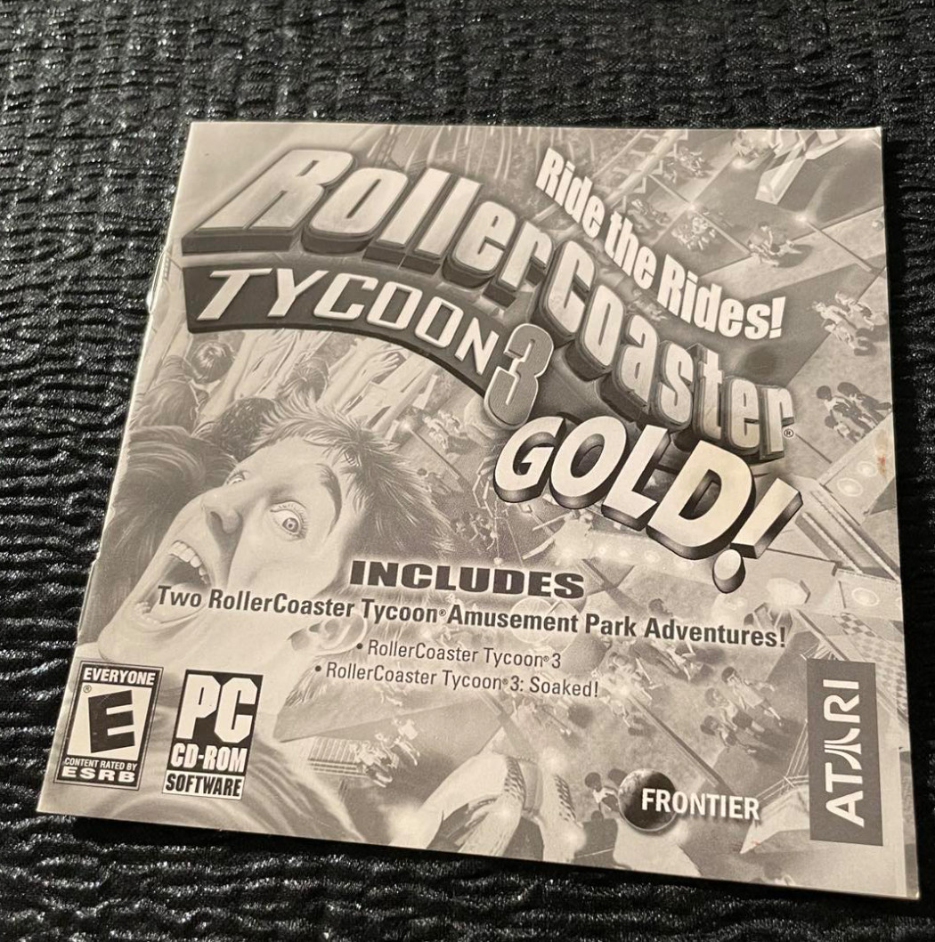 Sleeve For Roller Coaster Tycoon GOLD Atari 2005 Installation Help Liner Notes