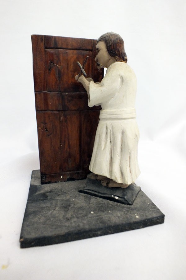 Vtg 1975 Wood Carved Religous Figure Jesus Christ Knocking Folk Art Tom Tarrer