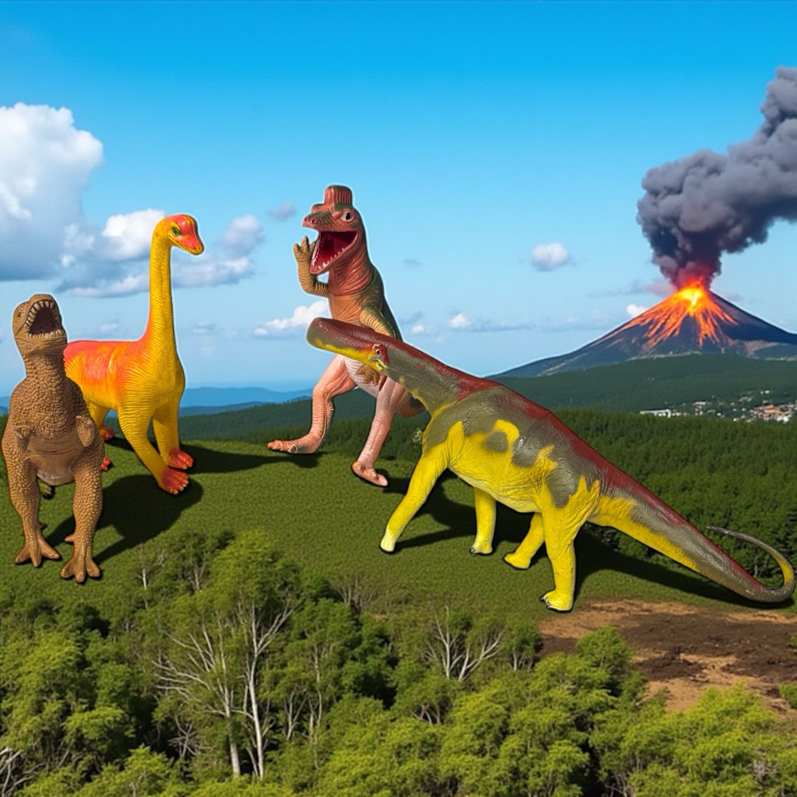 VTG Imperial Greenbrier Prehistoric Dinosaur Figures Life Like Lot of 4 Apx 11”