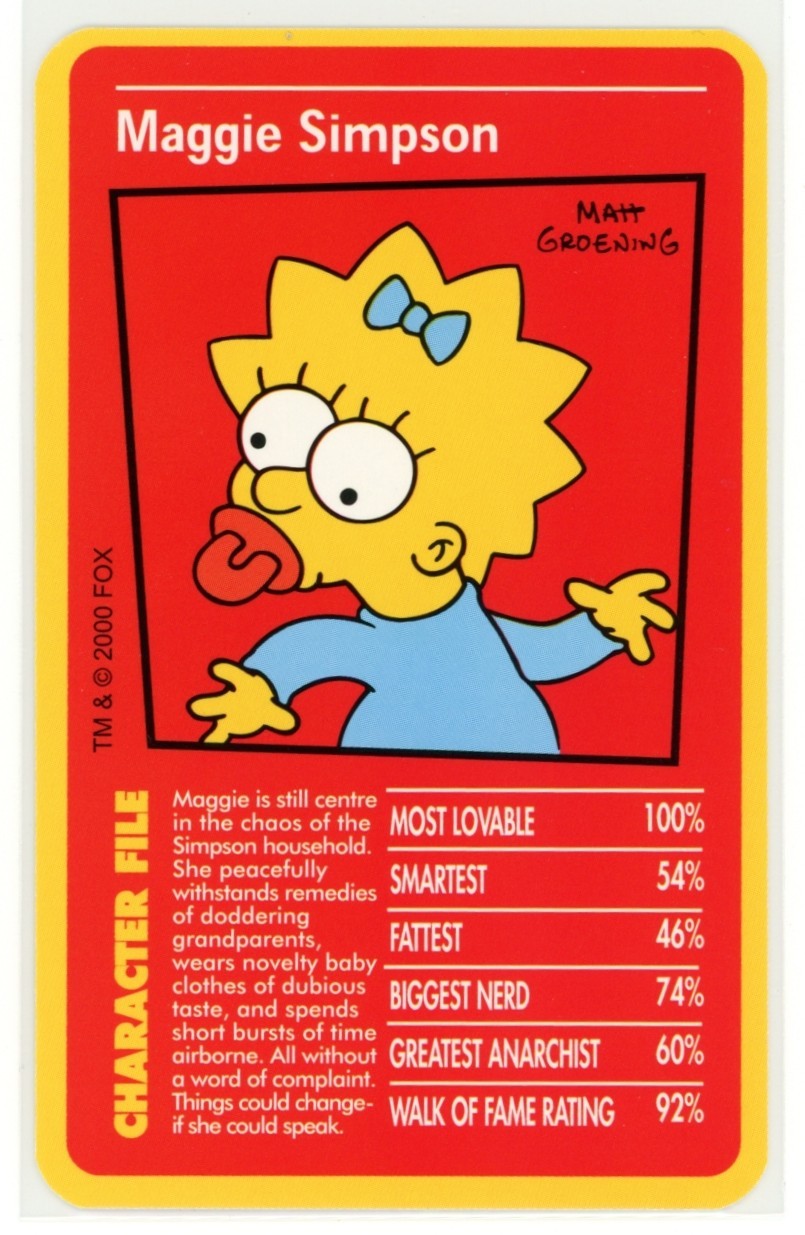 MAGGIE SIMPSON 2009 Top Trumps Tournament TV The Simpsons