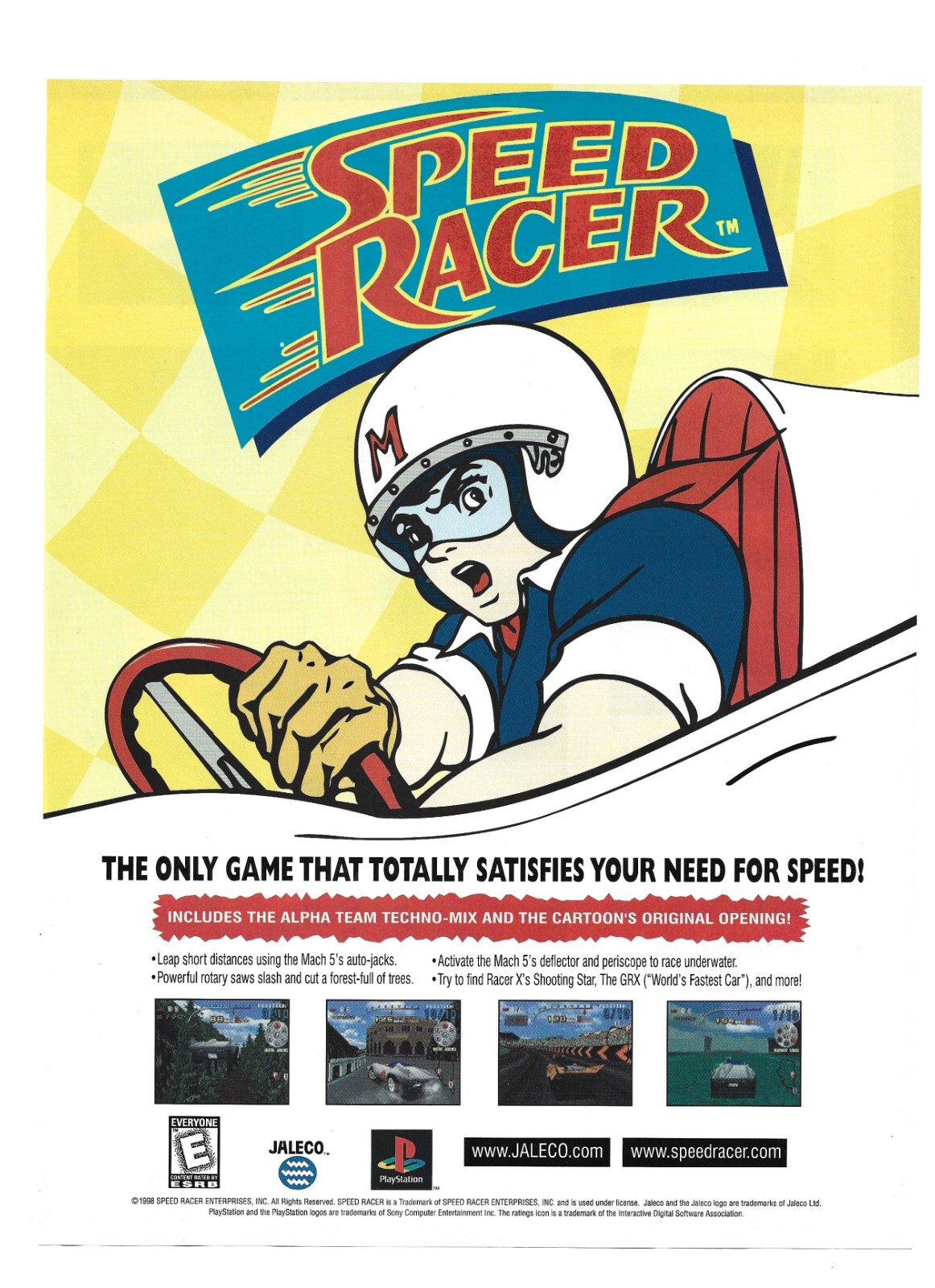 playstation 1: SPEEDRACER by Jaleco - vintage print ad (1998)