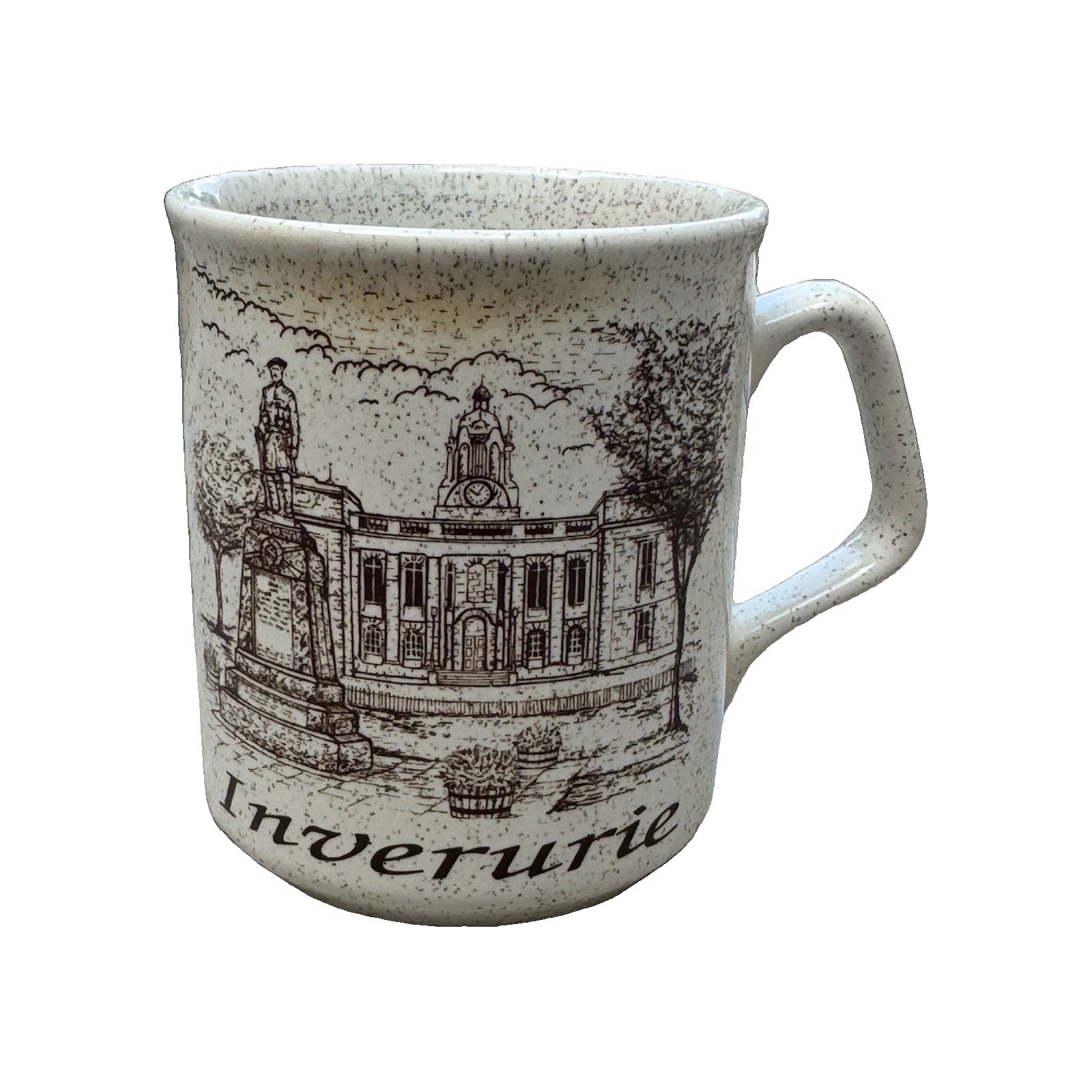 Vintage Inverurie Scotland Mug Town Hall War Memorial Aberdeenshire Souvenir 4in