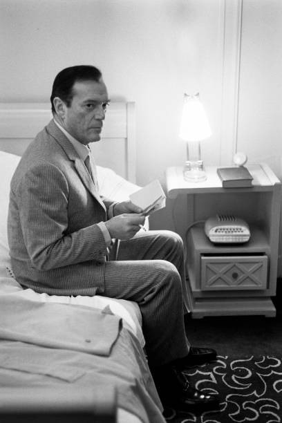 Eddie Constantine film set Alphaville a strange adventure of Lemmy- Old Photo 1