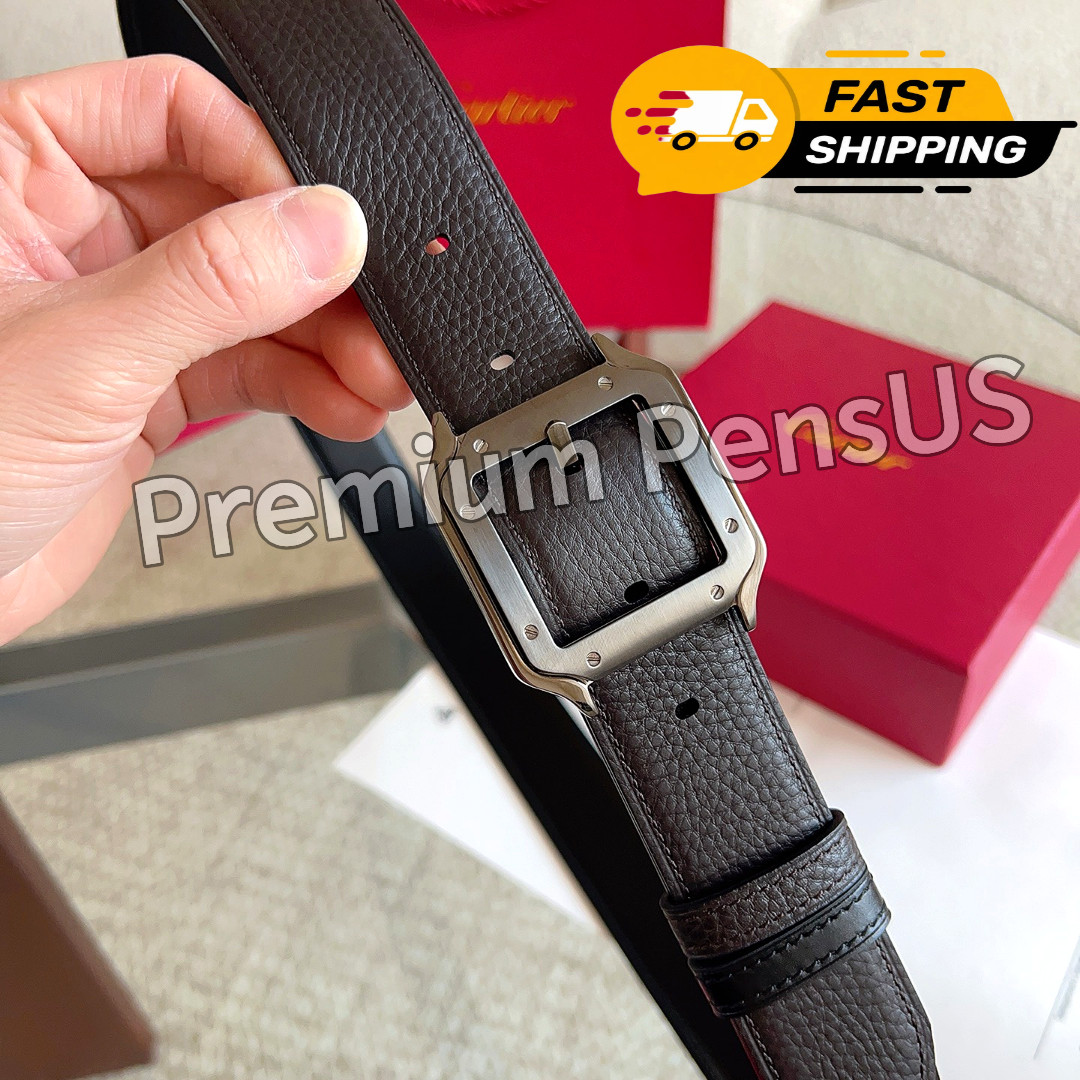CARTIER Black Leather Belt Santos Silver Buckle Luxury Men's Executive