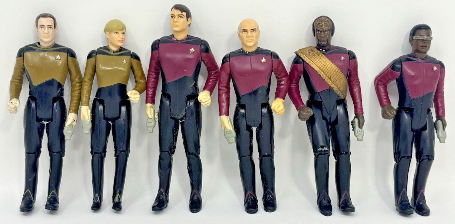 Vintage 1988 Galoob Star Trek TNG The Next Generation Lot 6 Figures BRIDGE CREW