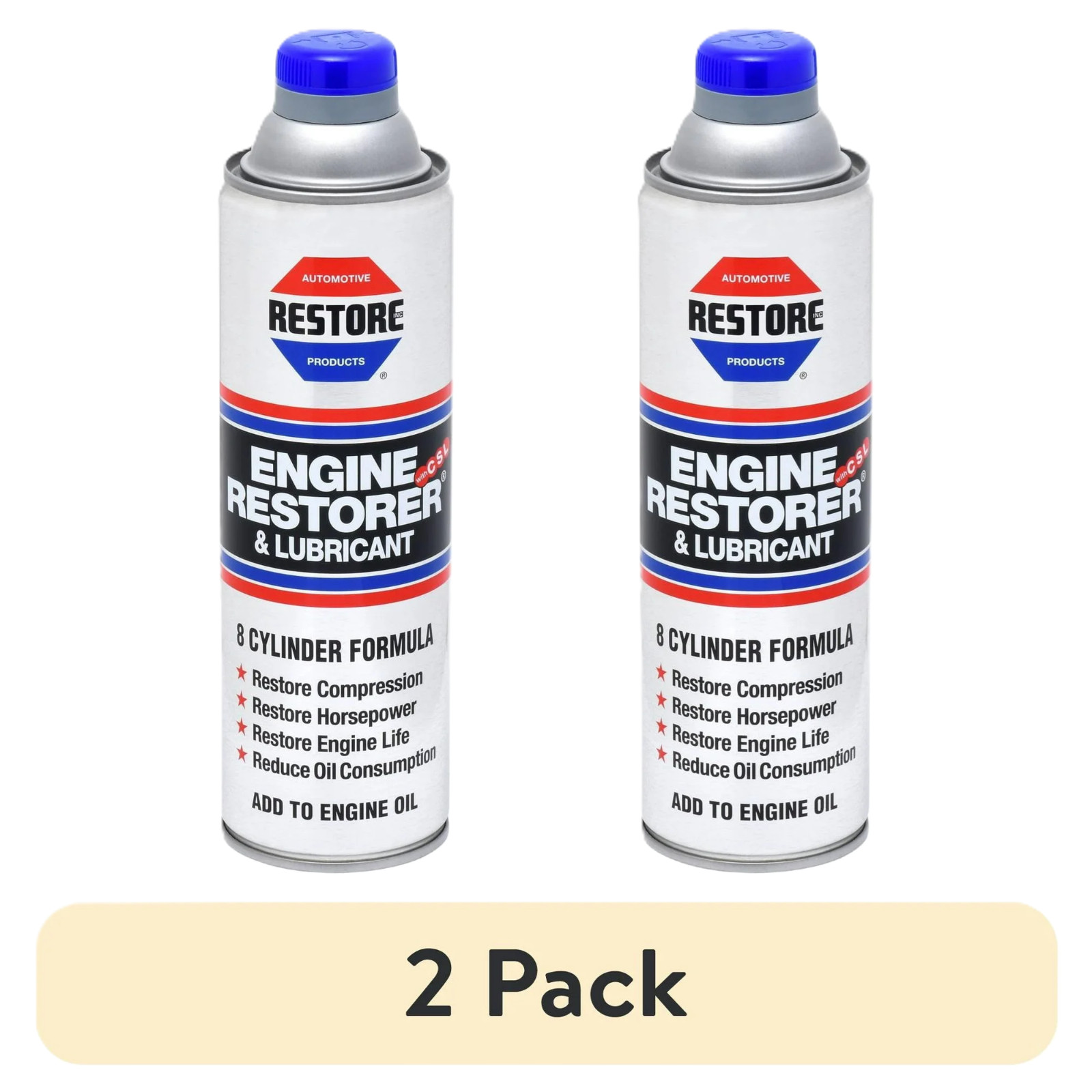 (2 Pack) Restore 8 Cylinder Formula Engine Restorer and Lubricant , 16 fl oz.
