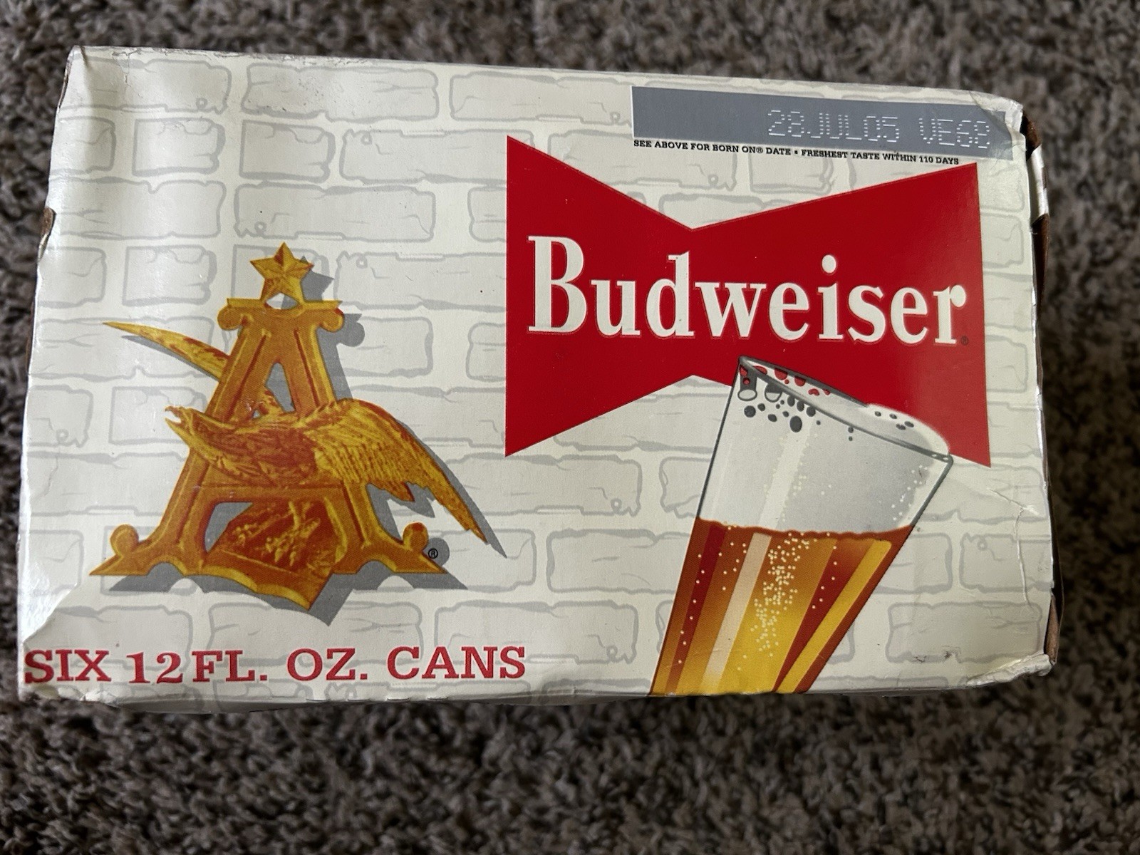 Display 2005 Budweiser Beer throwback Six Pack With 12oz Cans, Saint Louis, Mo