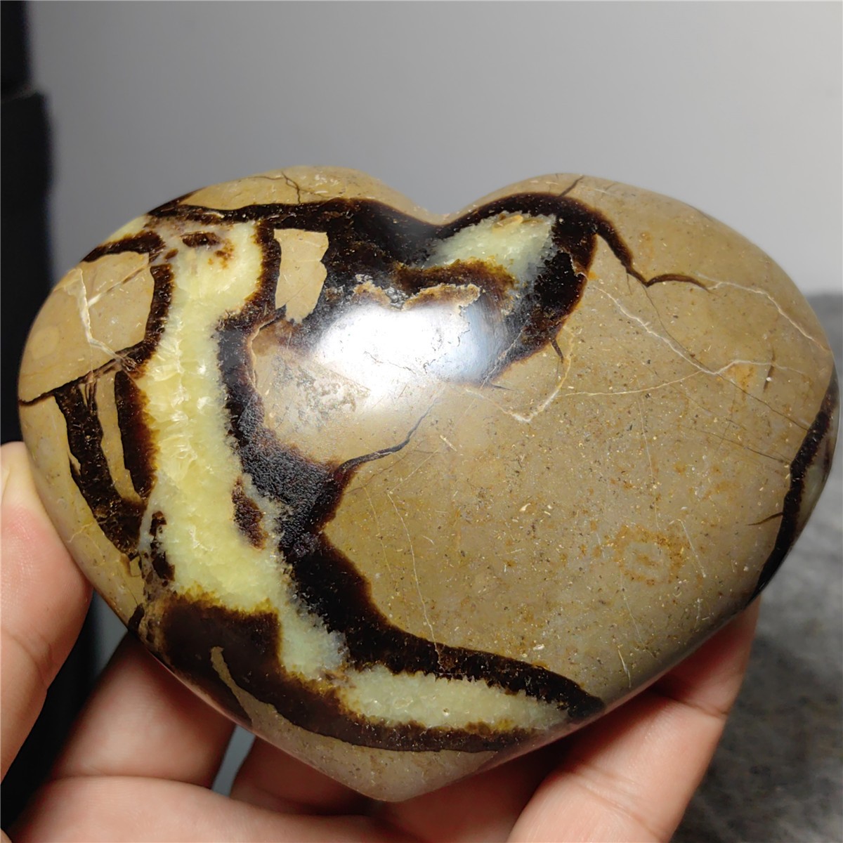 483g Natural heart-shaped turtle back stone Dragon Crystal Crack Gem Reiki  216