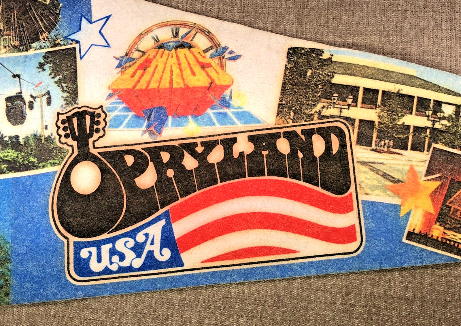 VTG Opryland SOUVENIR Pennant Flag - NASHVILLE TENNESSEE-DEFUNCT AMUSEMENT PARK