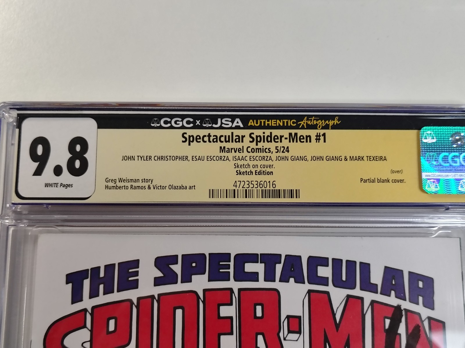 The Spectacular Spider-Men #1 CGC JSA 9.8 Jam Piece - Giang JTC Escorza Texera