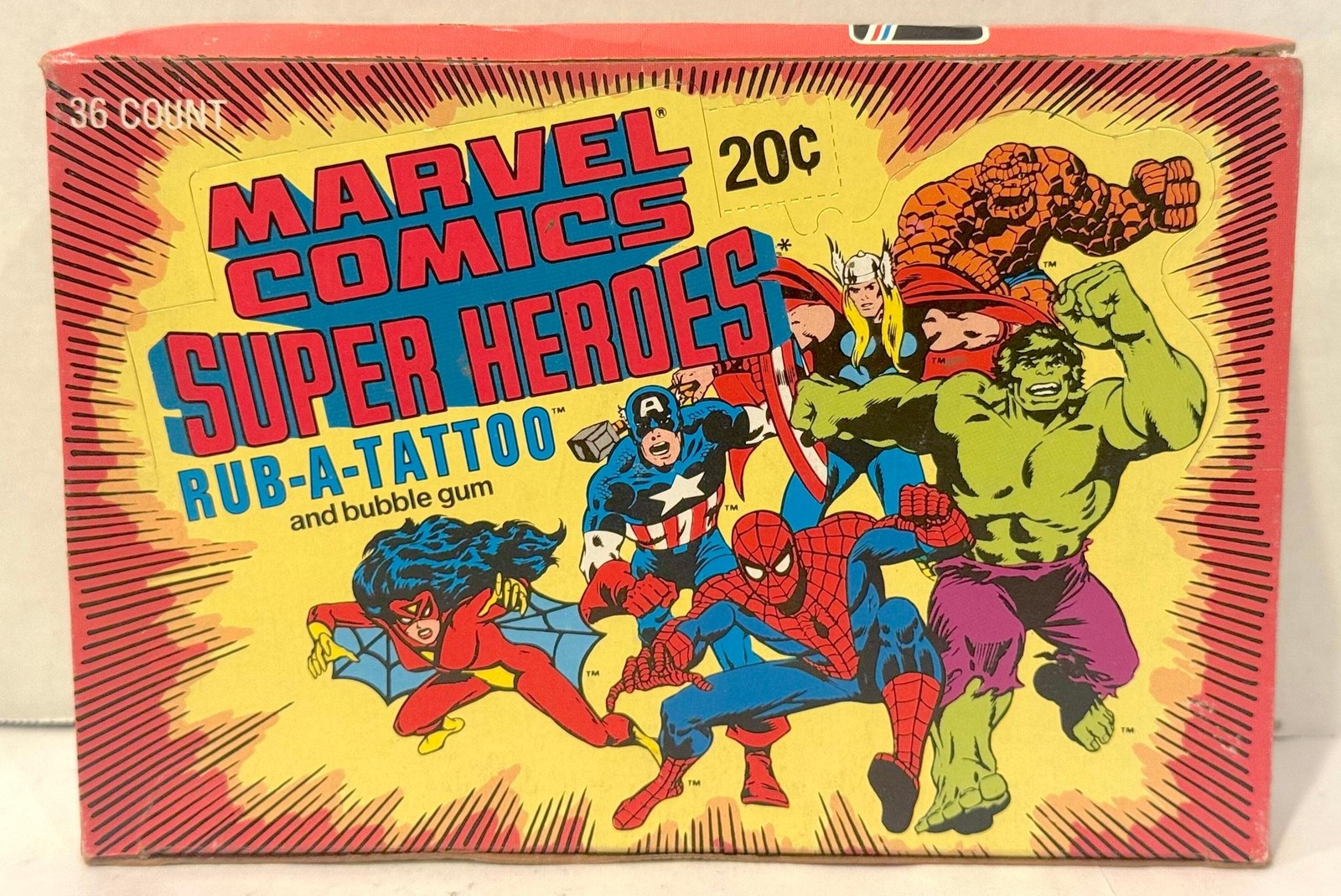 1980 Donruss Marvel Comics Super Heroes Rub-A-Tattoo Box 36ct
