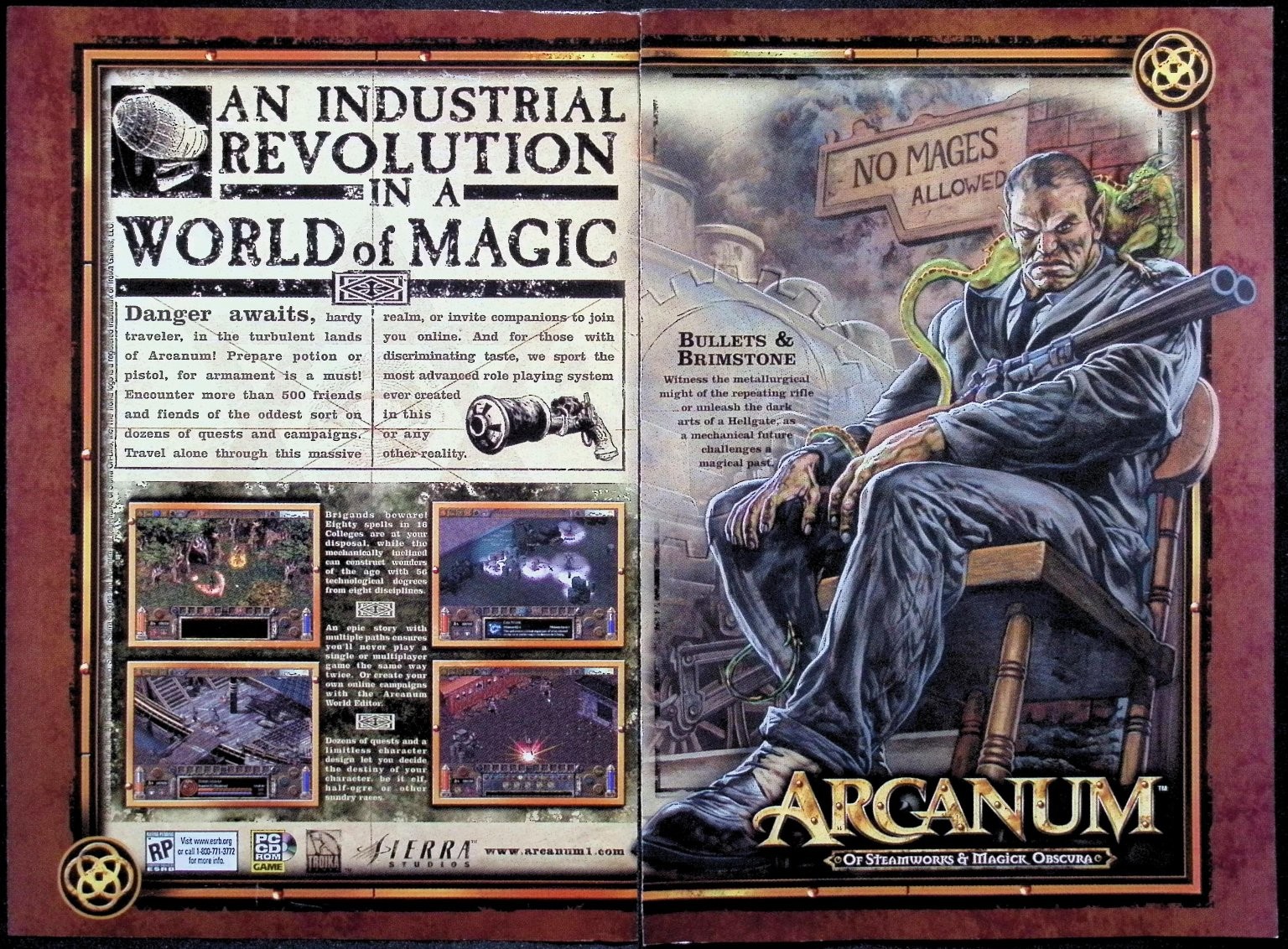 Arcanum Of Steamworks And Magick Obscura Magazine Print Ad 2000 Video Game