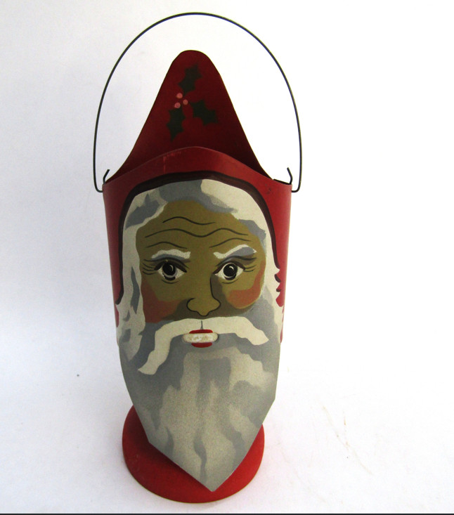 Vtg 1988 Edna Young Folk Art Santa Claus Shadow Dancer Metal Lantern 7” Ornament
