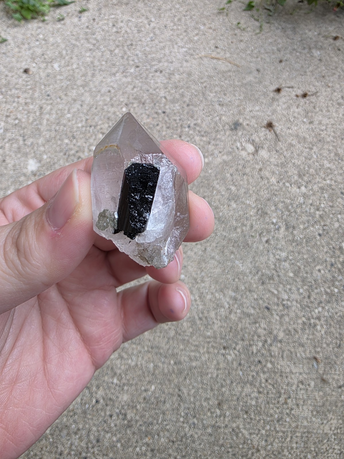 Black Tourmaline On Quartz W/Two Keys
