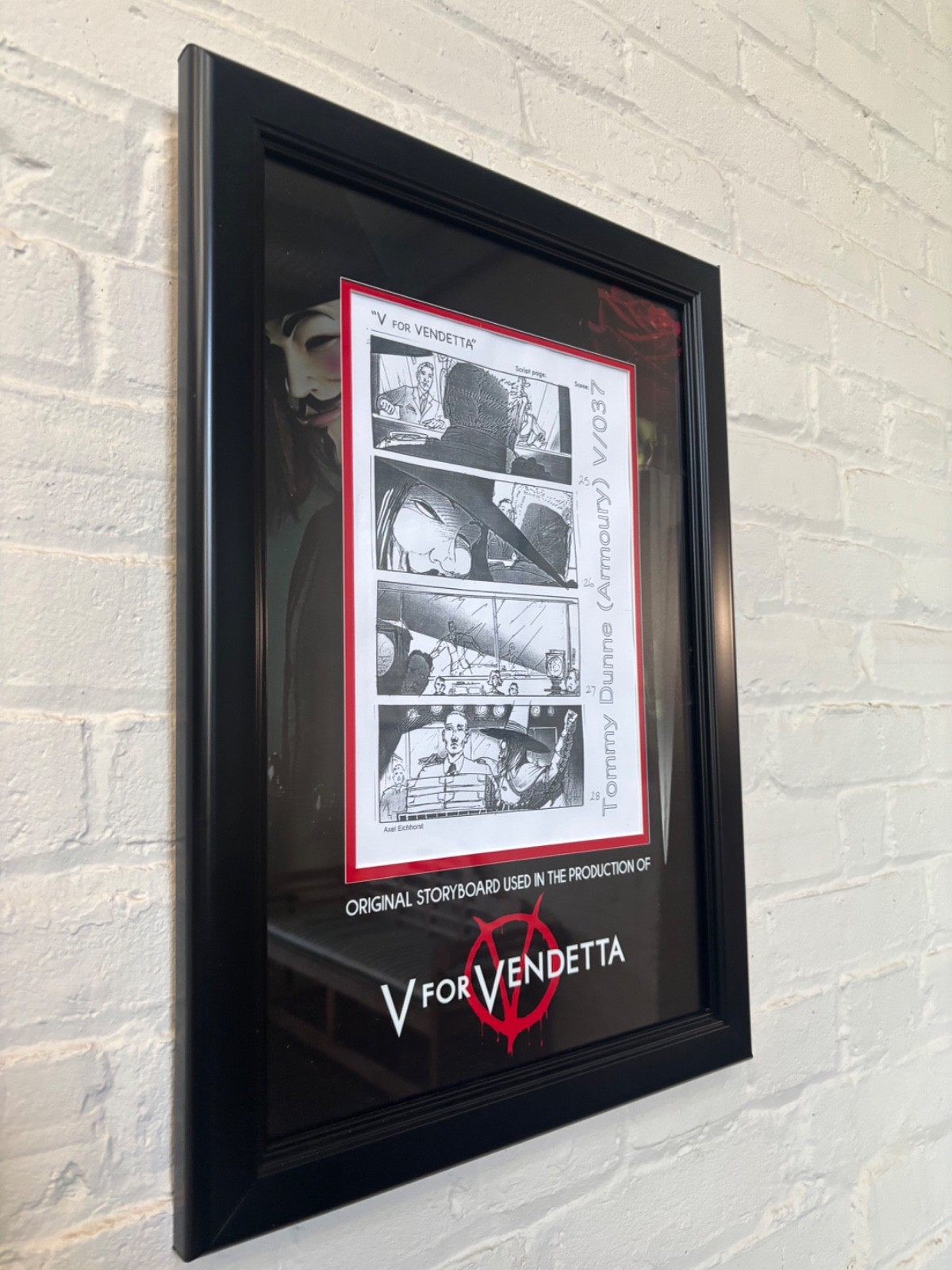 V for Vendetta Original Production Storyboard V/037 Framed Propstore Provenance