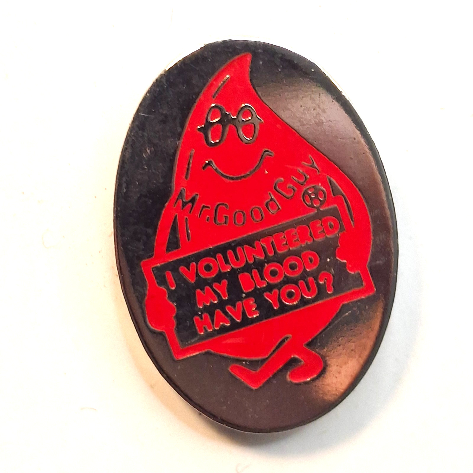 Vintage Blood Donor Lapel Pin I volunteered my blood Mr. Good Guy