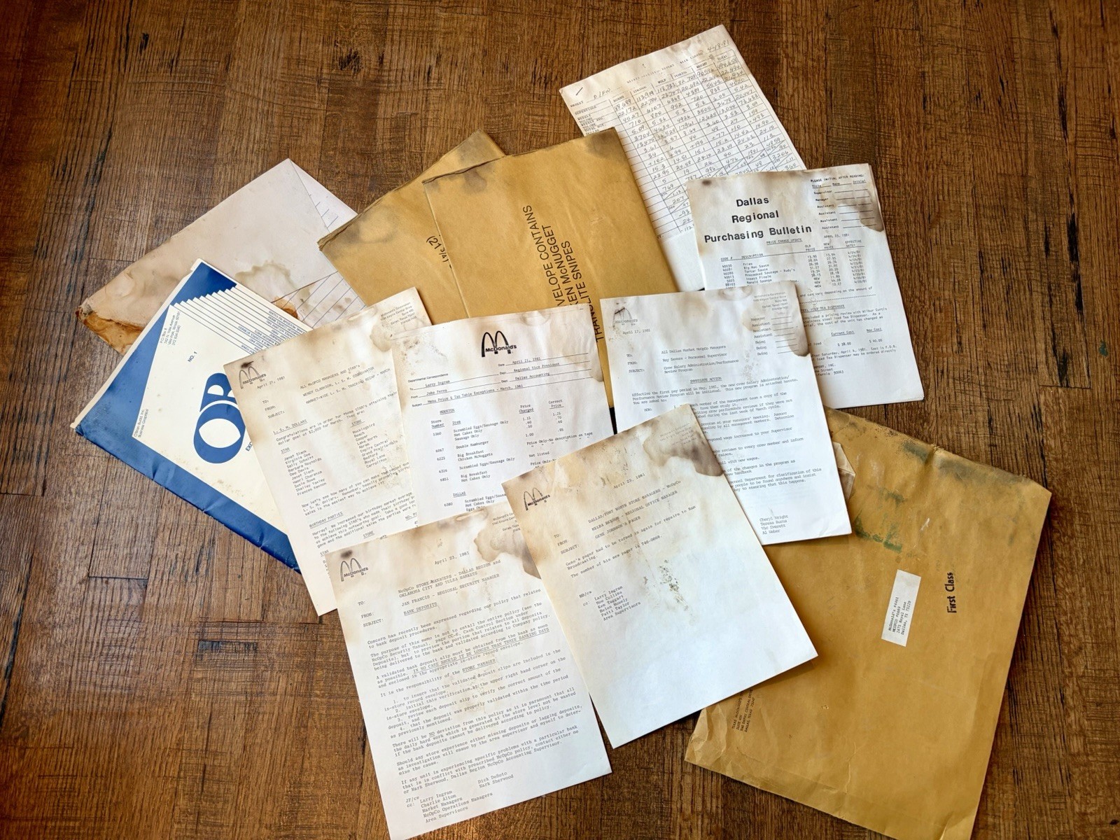 Rare 1981 McDonald's Internal Corporate Archive Lot Memos Dallas History Papers