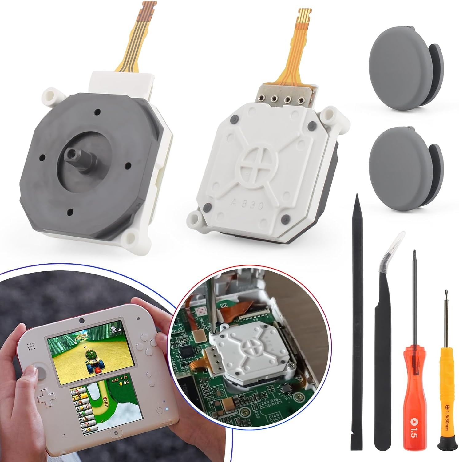 2Pack Joysticks Replacement for Nintendo 2DS 3DS Controller 3D Analog Sensor