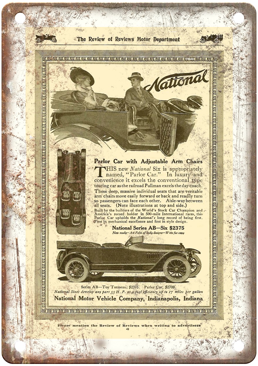 1915 National Vintage Automobile Ad Retro Look Metal Sign AM8610