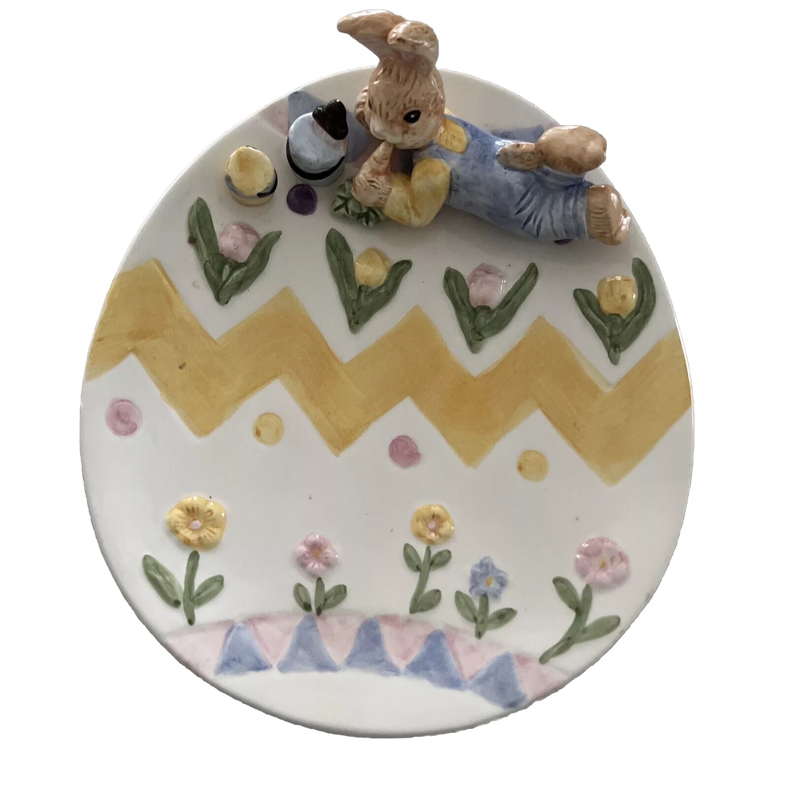 NIB 1994 Omnibus Fitz And Floyd Eggspress Easter Egg BOY Bunny Plate 8”