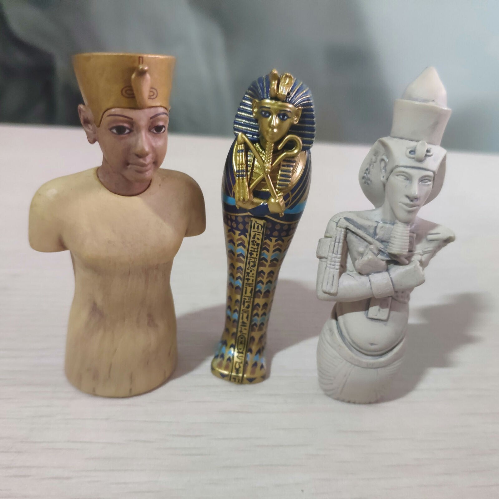3pcs Egypt Egyptian Civilization Pyramid Pharaoh King Tut Statue Miniature
