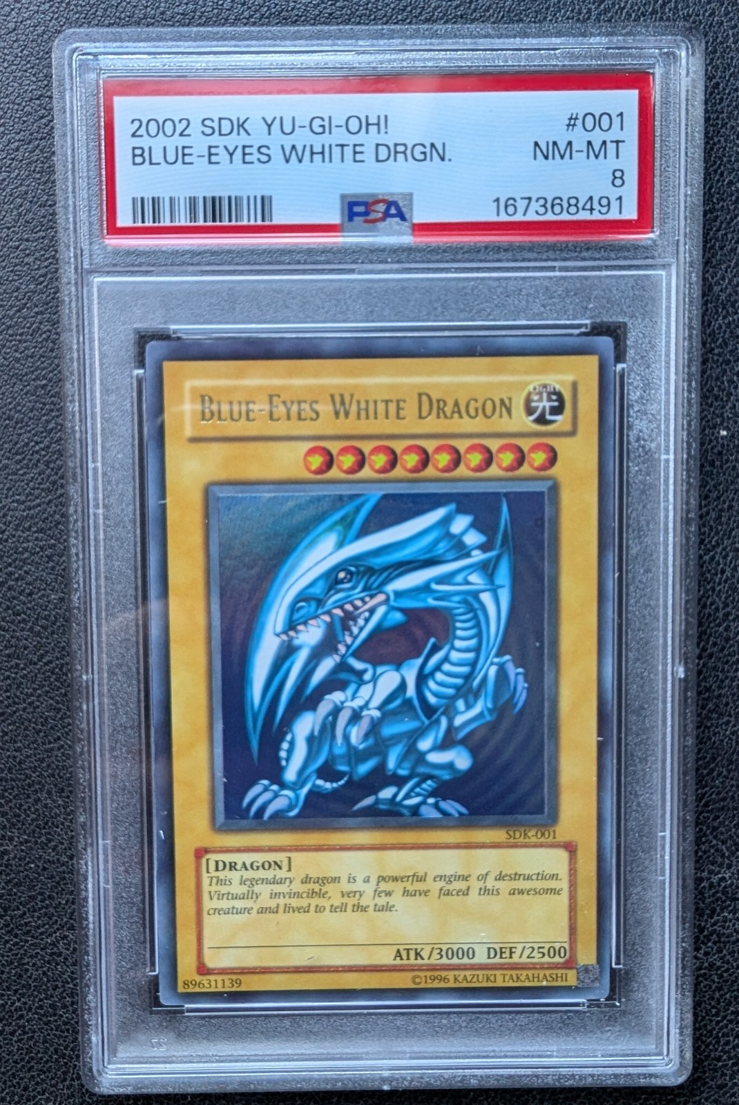 Yu-Gi-Oh Blue-Eyes White Dragon SDK-001 PSA8